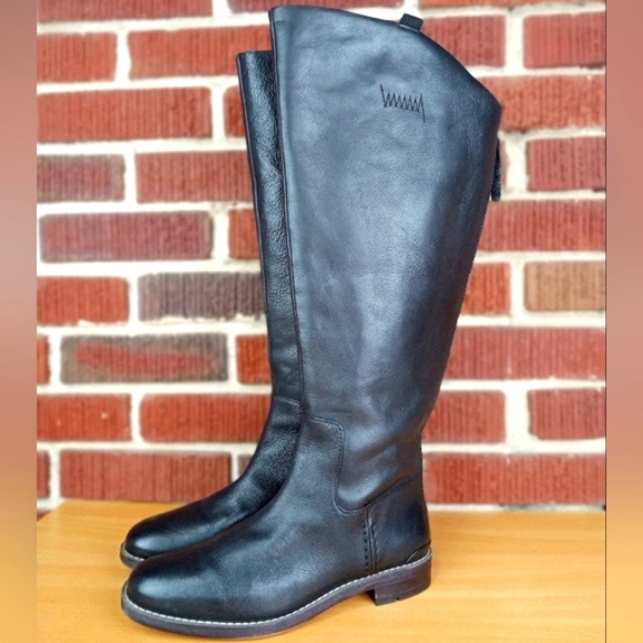 NWOT Franco Sarto 'Kalina' Genuine Hand-finished Leather Knee High Boots in Blk - Picture 1 of 9